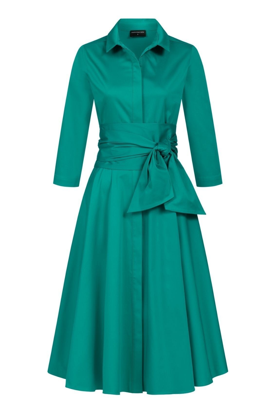 Vestido blusa con cinturón de lazo, verde jade