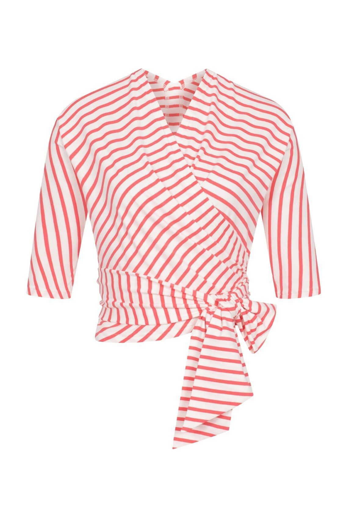 Top cruzado de rayas rosas y crema