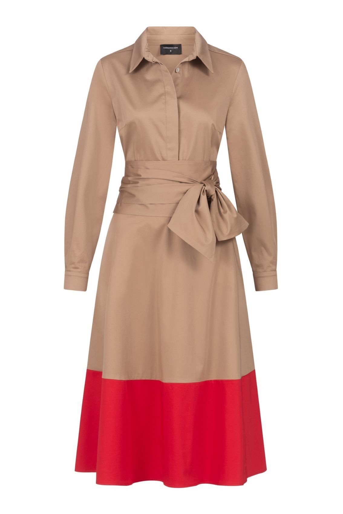 Vestido blusa rojo caramelo con cinturón para atar