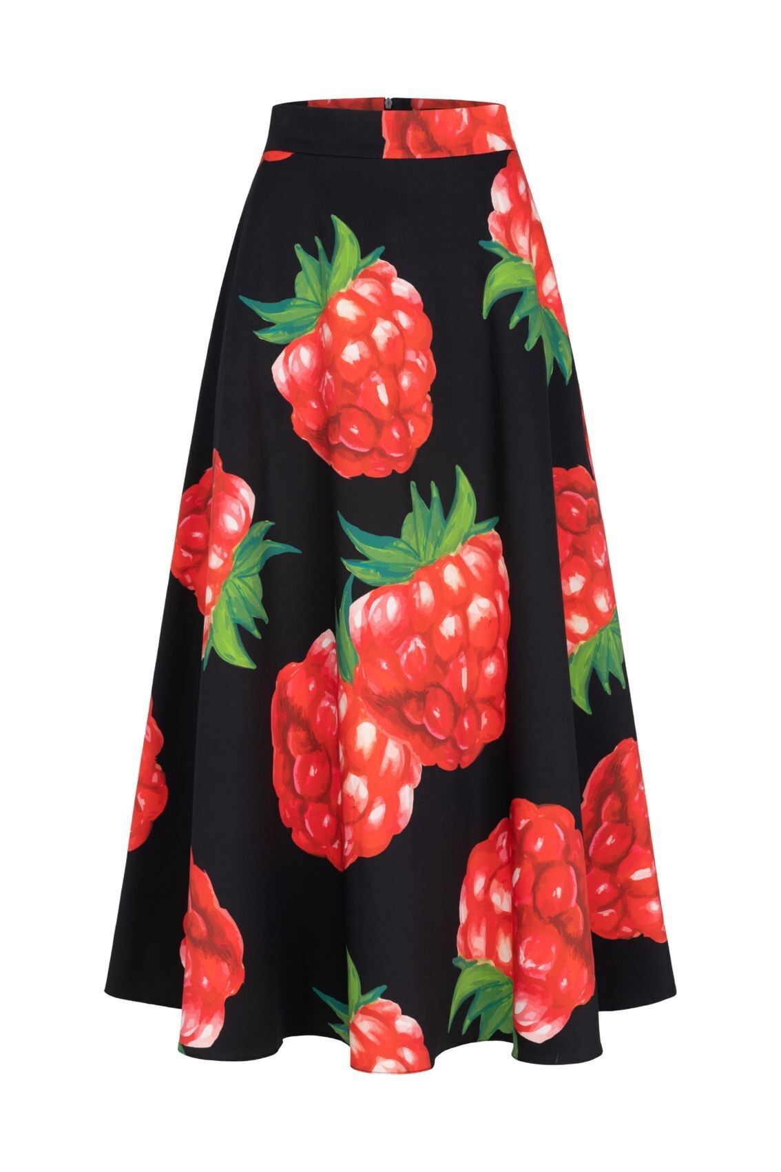 Falda larga frambuesa negra