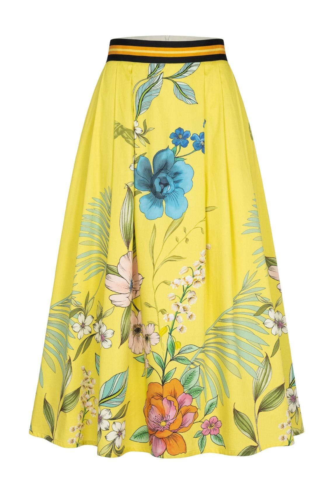 Falda midi con estampado de hibisco
