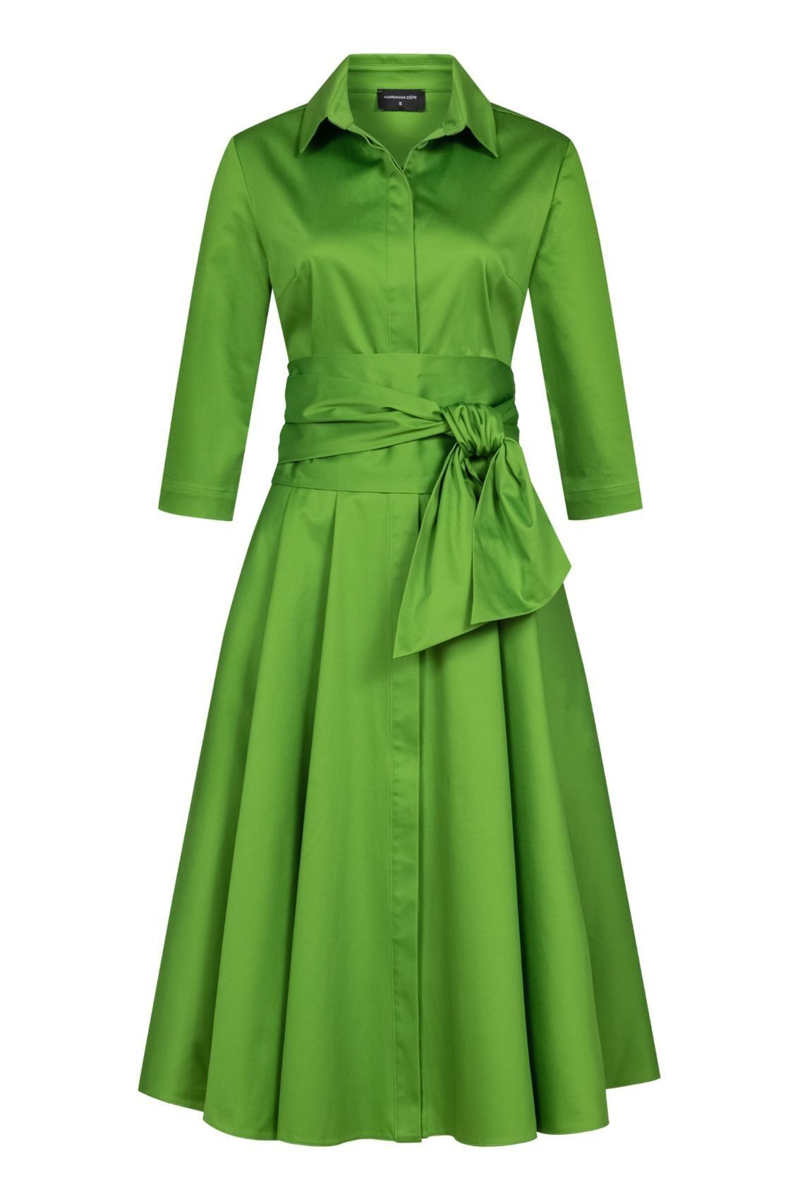 Vestido blusa con cinturón de lazo, verde hierba