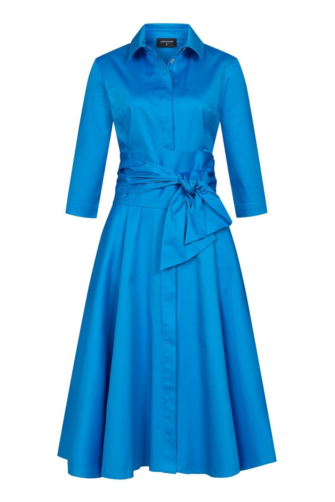 Vestido blusa con cinturón para atar, azul celeste