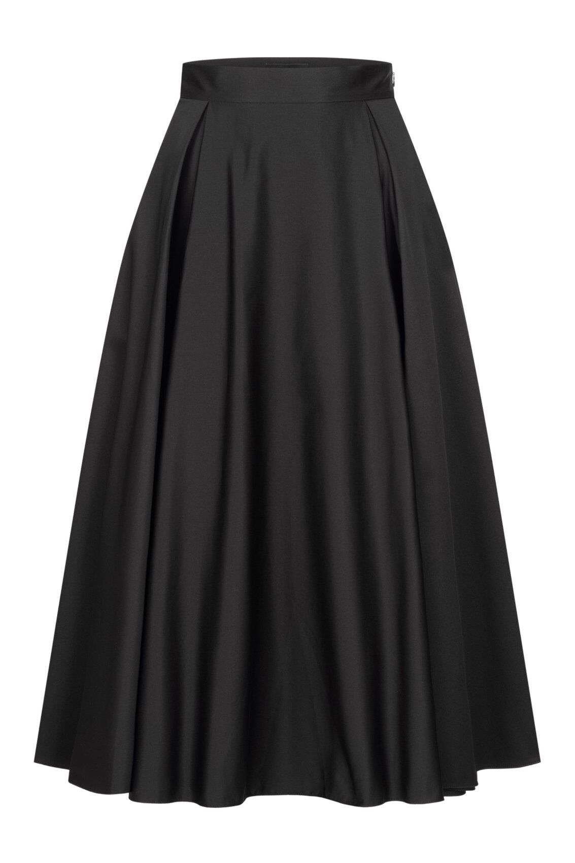 Gonna plissettata in raso di cotone nero
