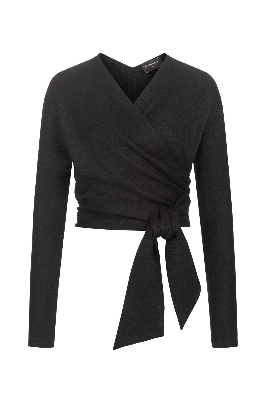 Top avvolgente in maglia nera