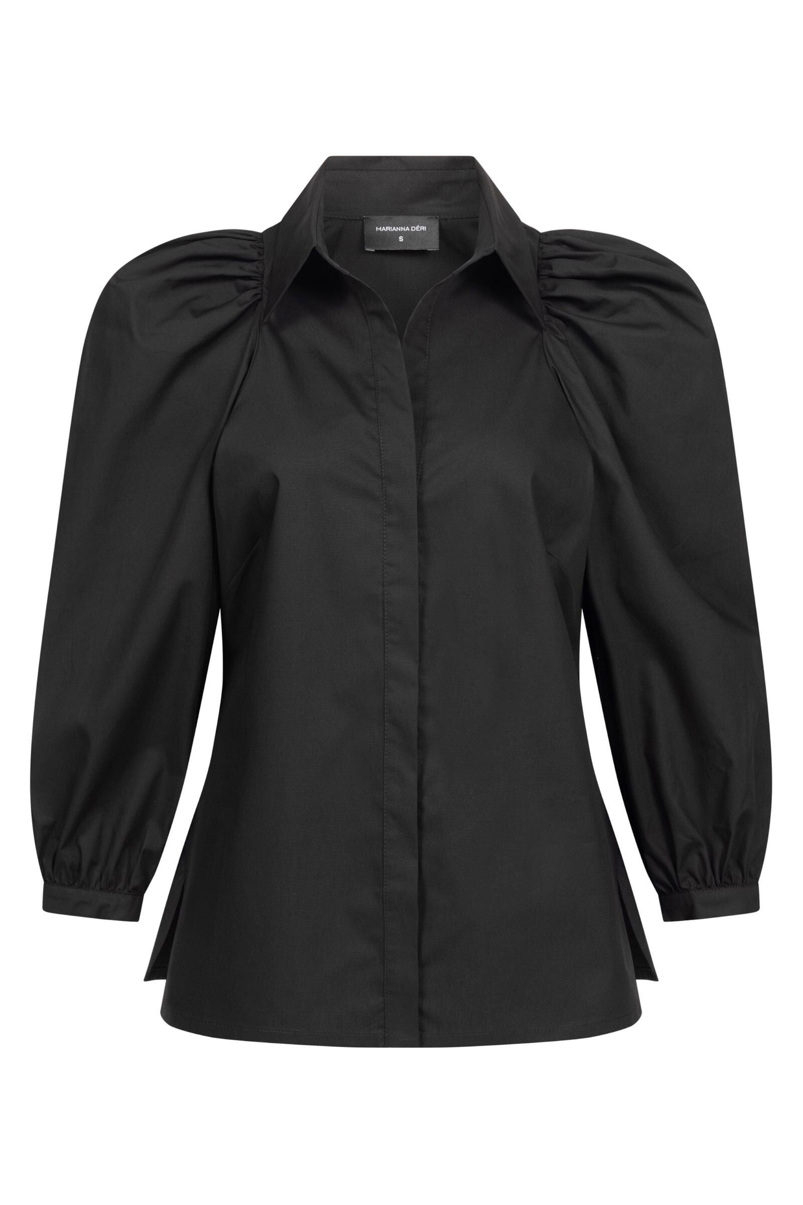 Camicetta nera con maniche a palloncino