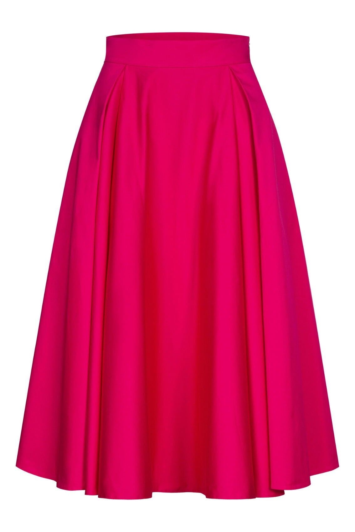 Gonna plissettata in raso di cotone rosa