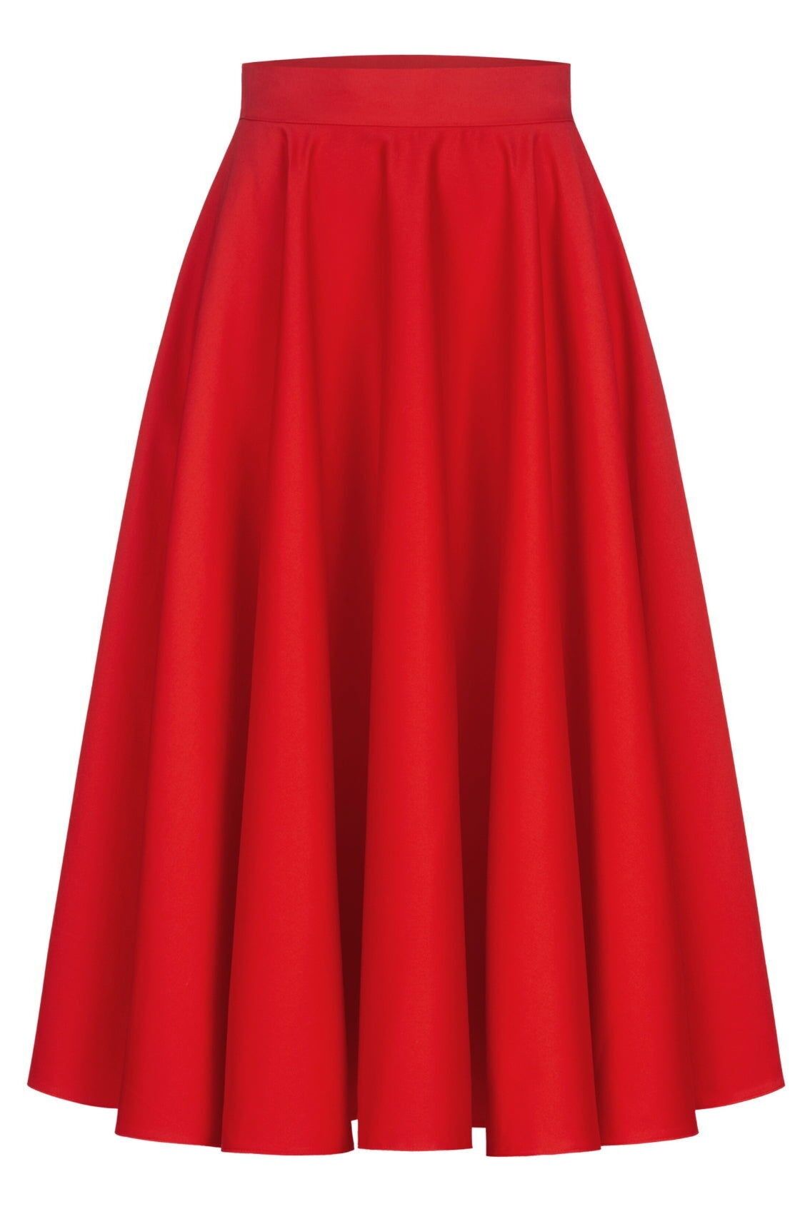 Gonna midi rossa a trapezio