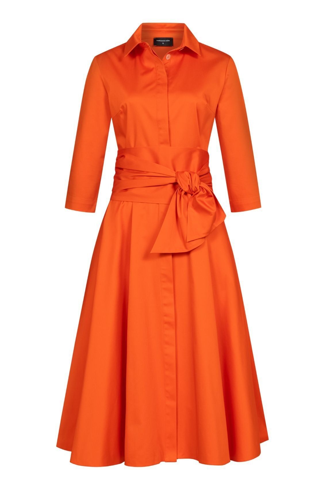 Abito blusa arancione con cintura annodata