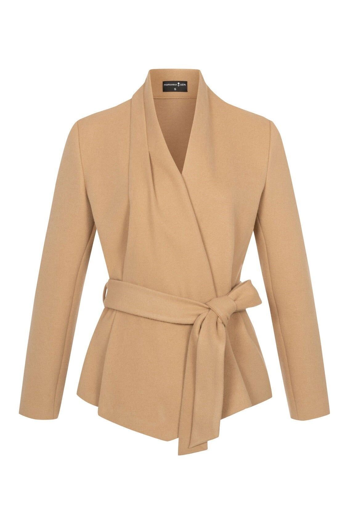 Giacca avvolgente con collo a scialle, sabbia