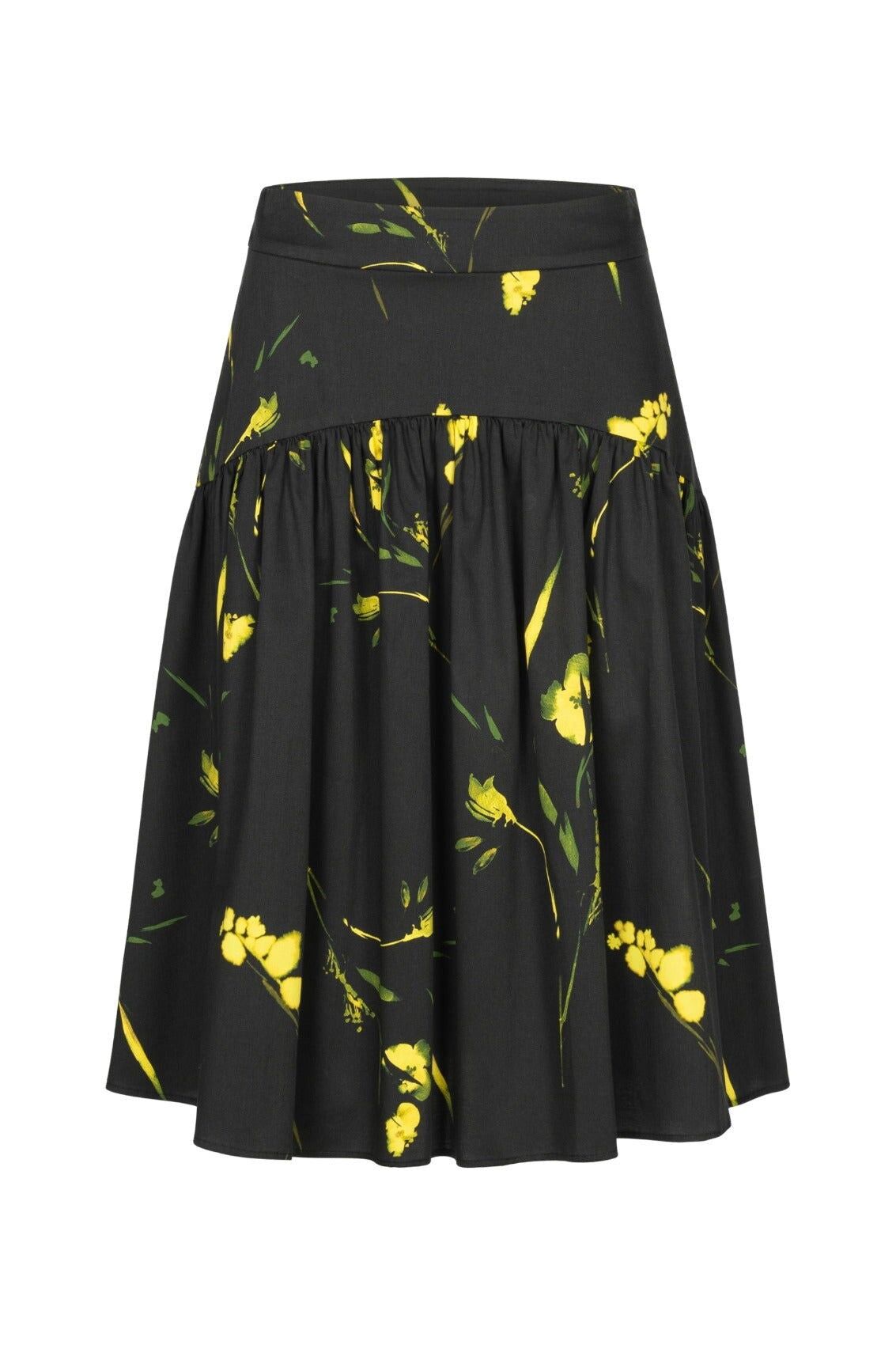 Falda con estampado de flores de colza