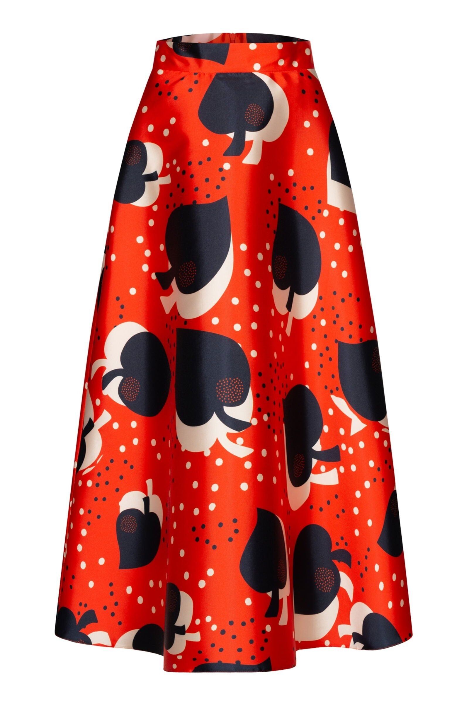 Falda larga en línea A con estampado de espadas