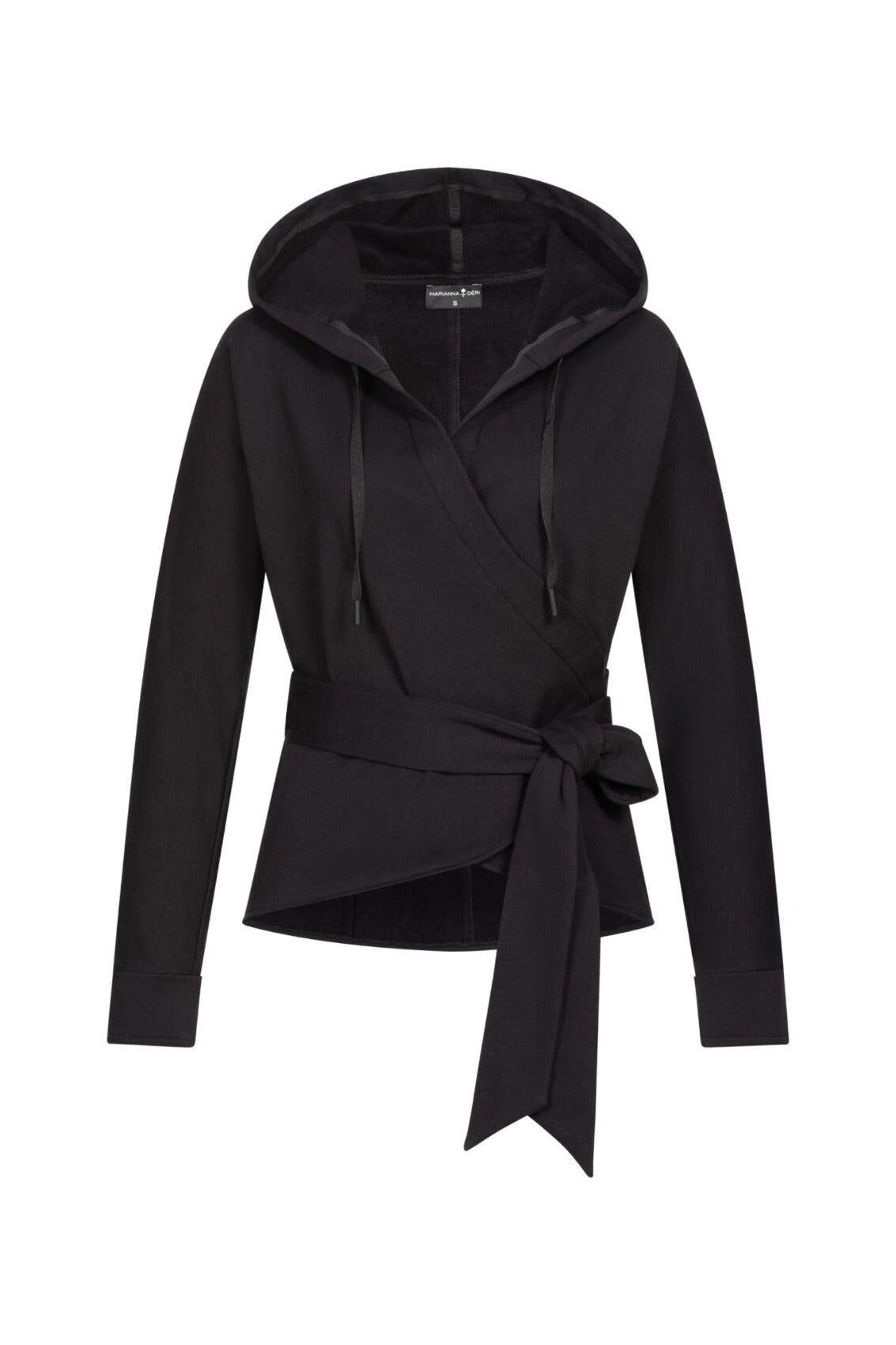 Sudadera con capucha cruzada negra