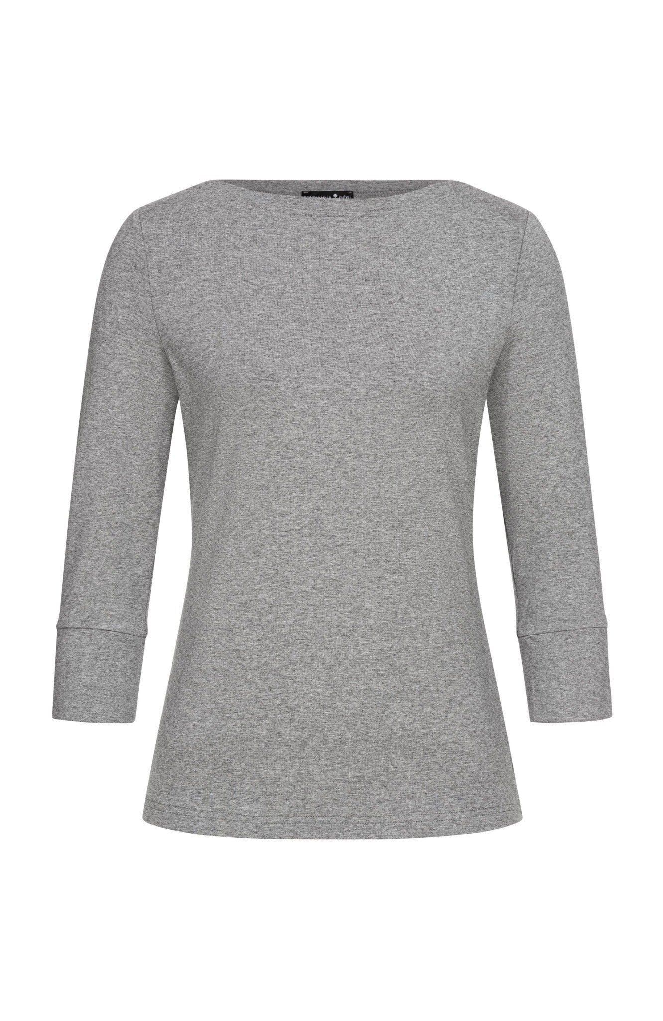 Top con escote barco, gris