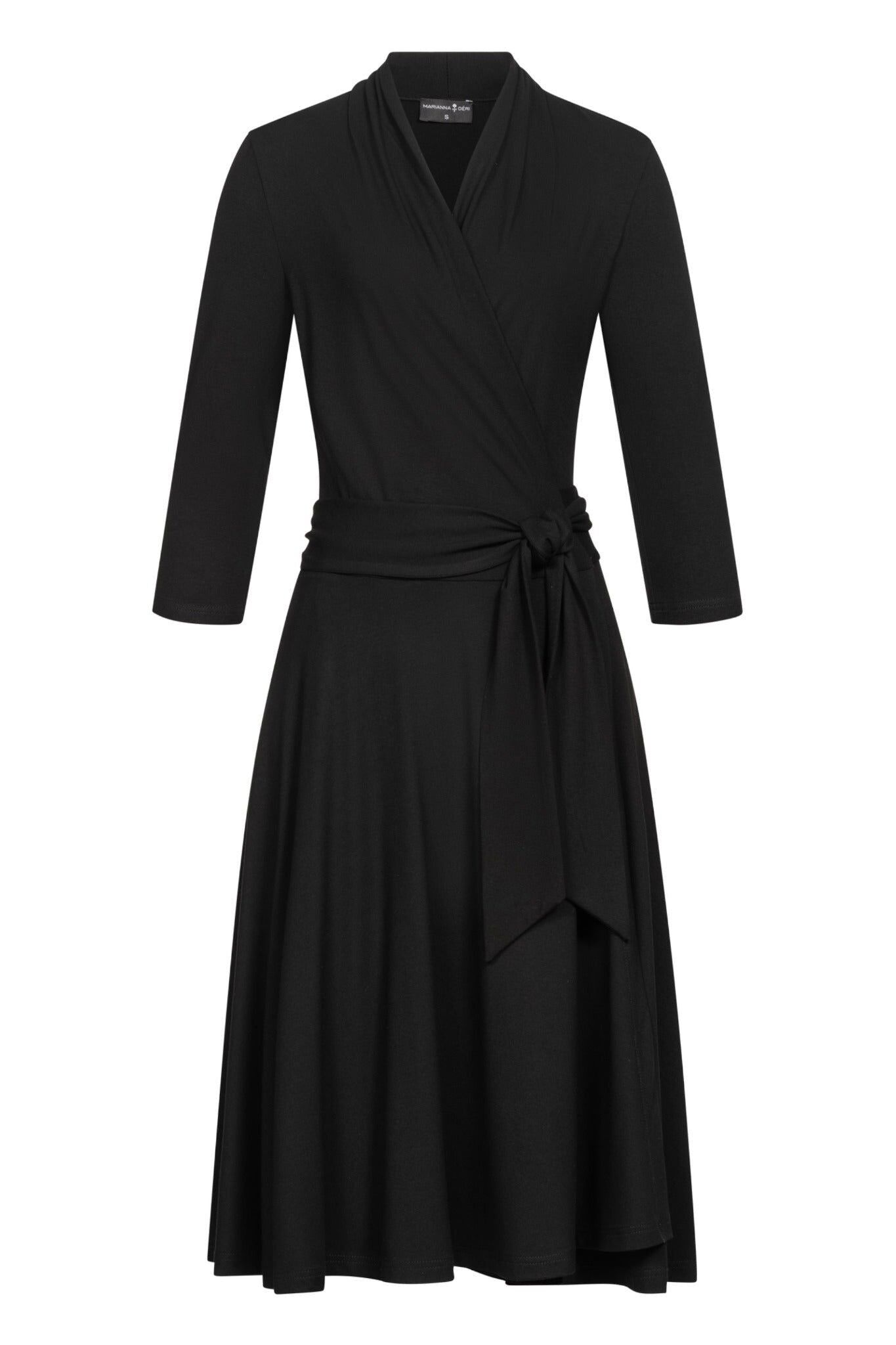 Vestido cruzado de jersey negro
