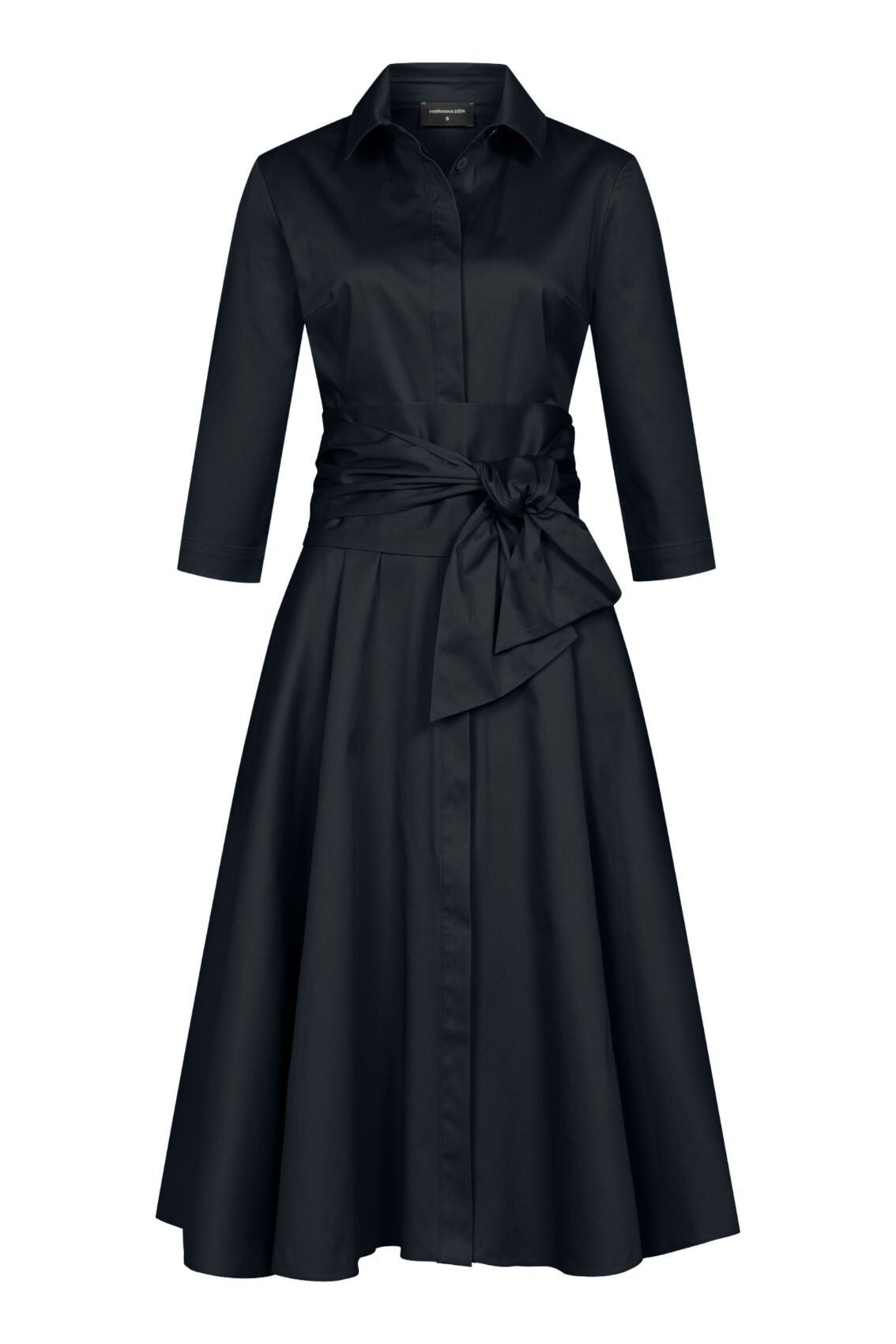 Vestido blusa negro con cinturón de lazo