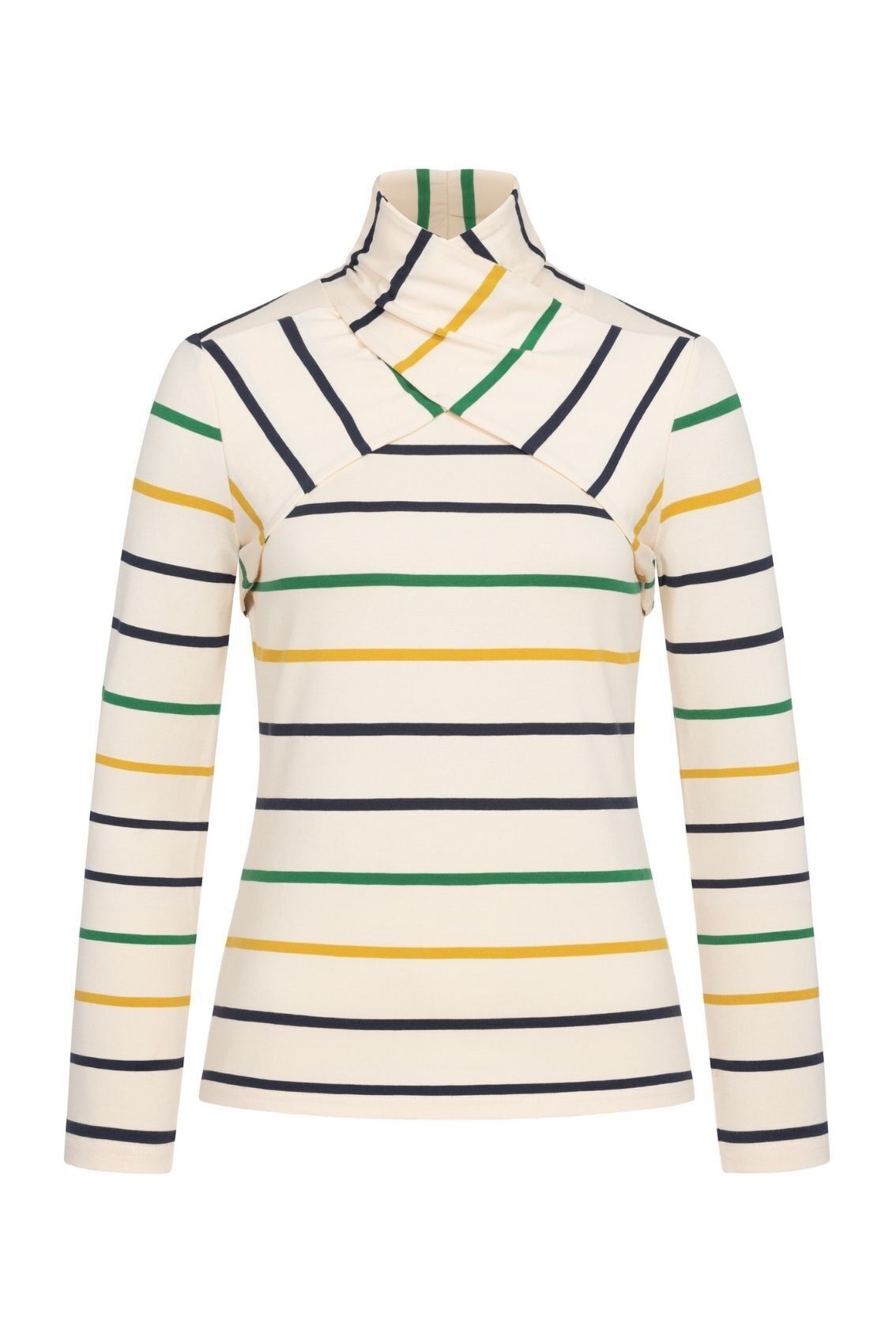 Camisa con cuello torcido, mezcla de rayas