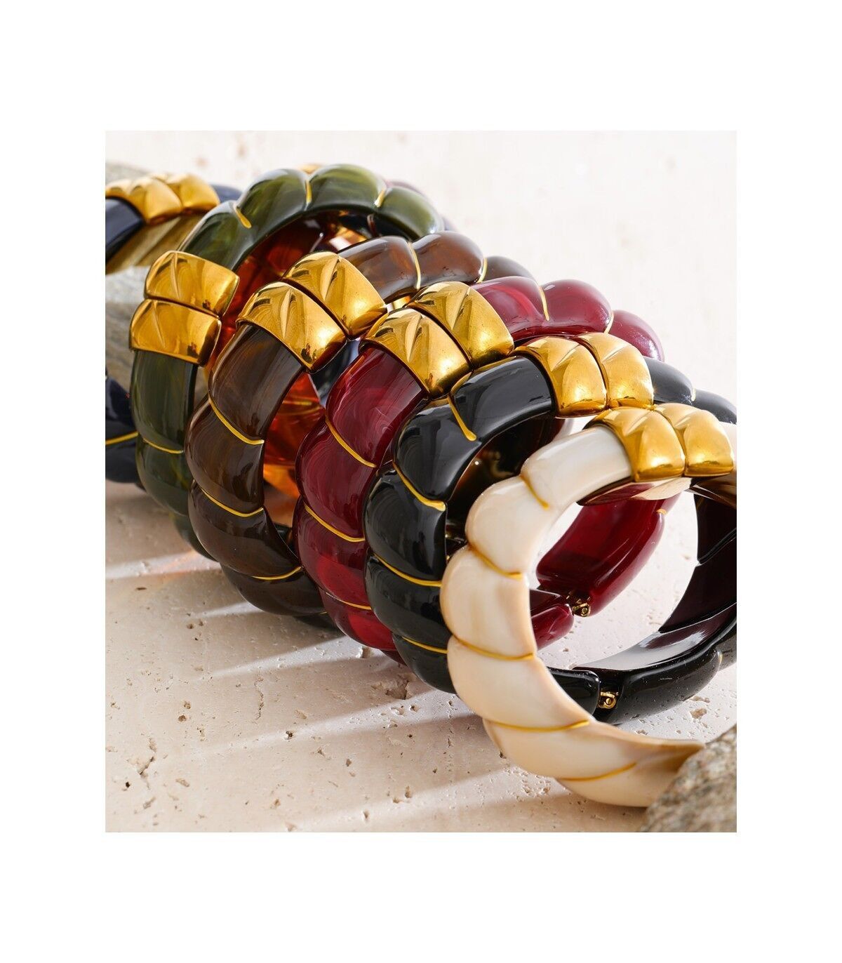 Bracciale rigido in acrilico dorato – Acciaio inossidabile 316L