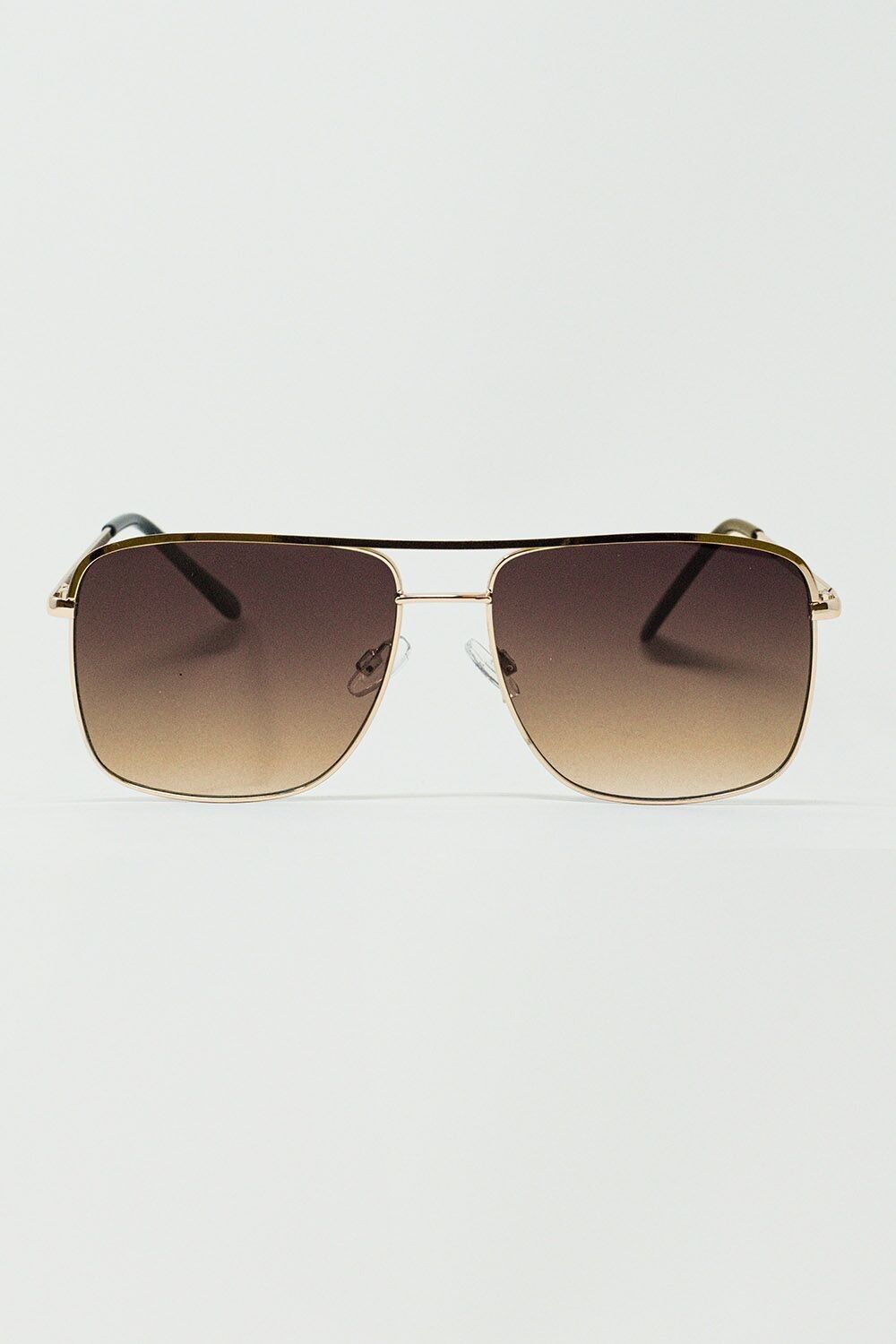 Piloten-Vintage-Sonnenbrille mit goldenem Rand in Hellbraun