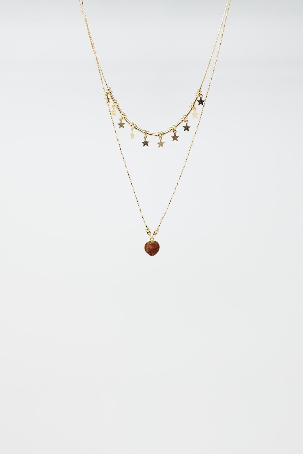 2-in-1-Halskette mit Stern- und Herzanhängern
