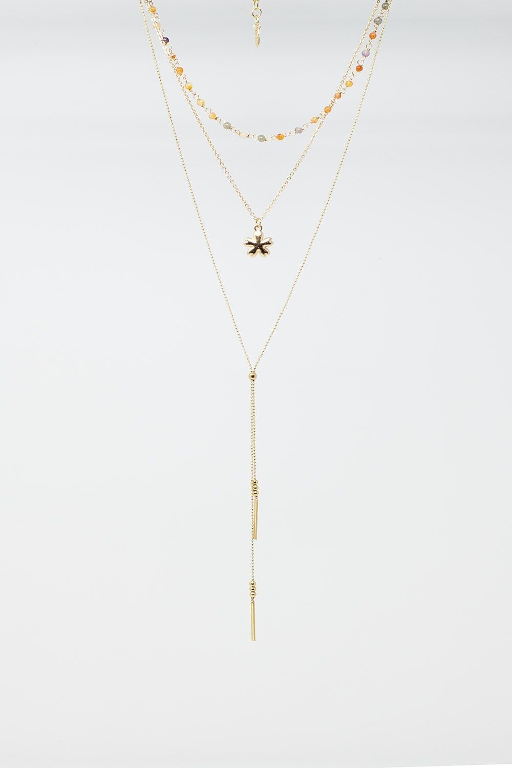 Collar 3 en 1 con Charm Estrella y Cuentas Multicolor.