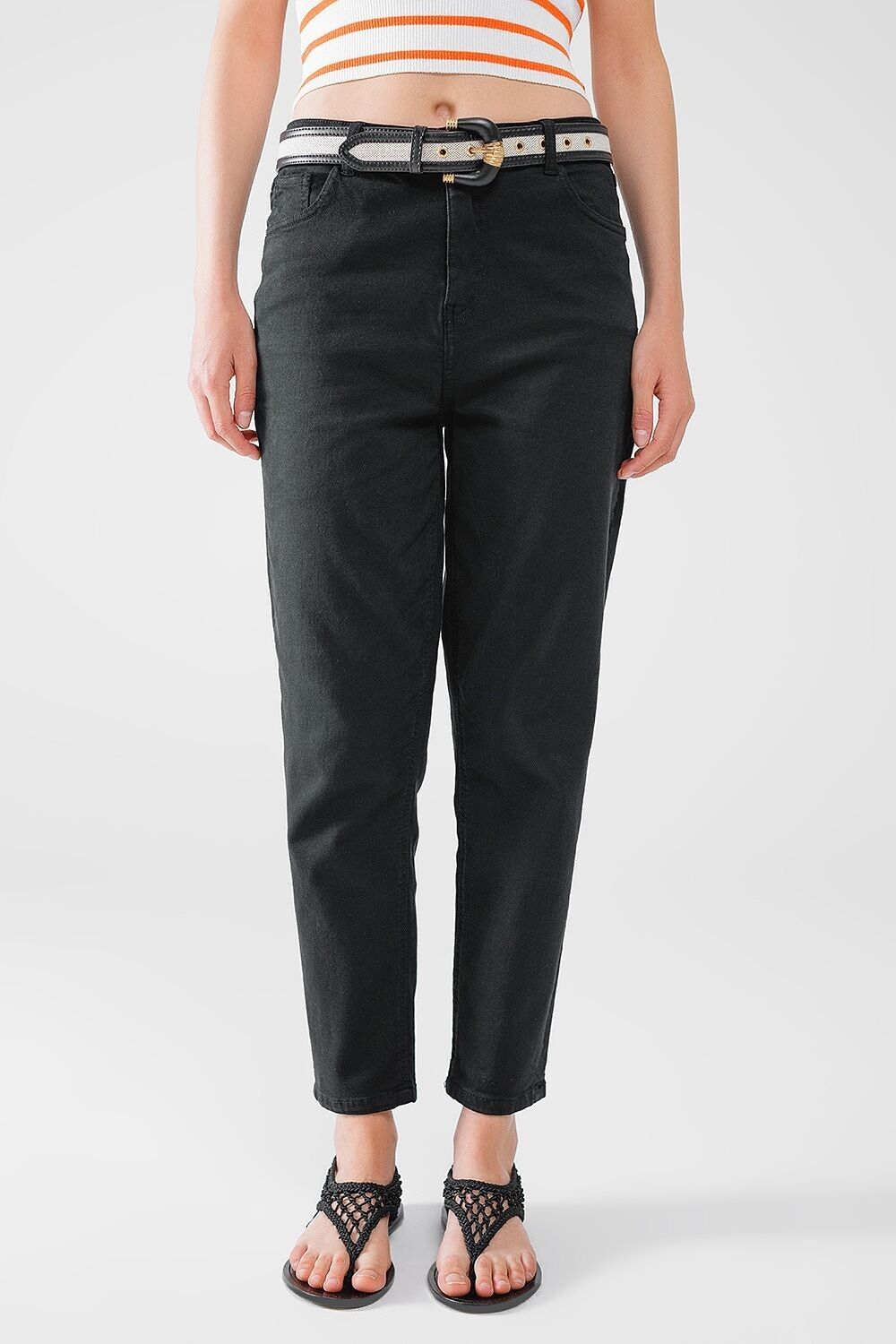 Jeans basic skinny alla caviglia in nero