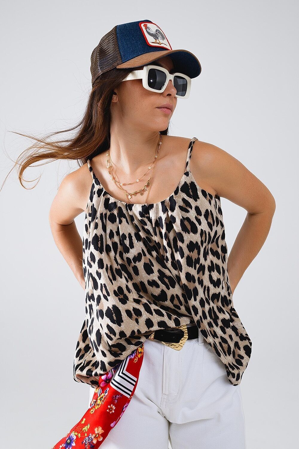 Relaxed Cami Top in Leopard print