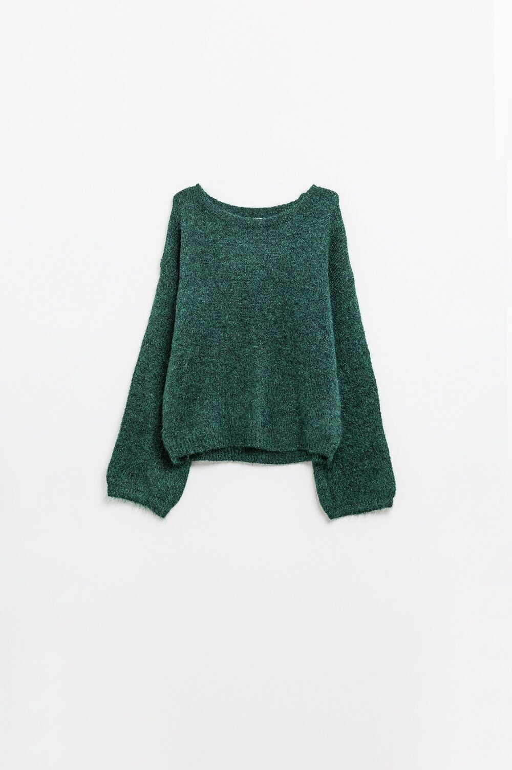 Maglione con maniche a palloncino Cozy in verde smeraldo