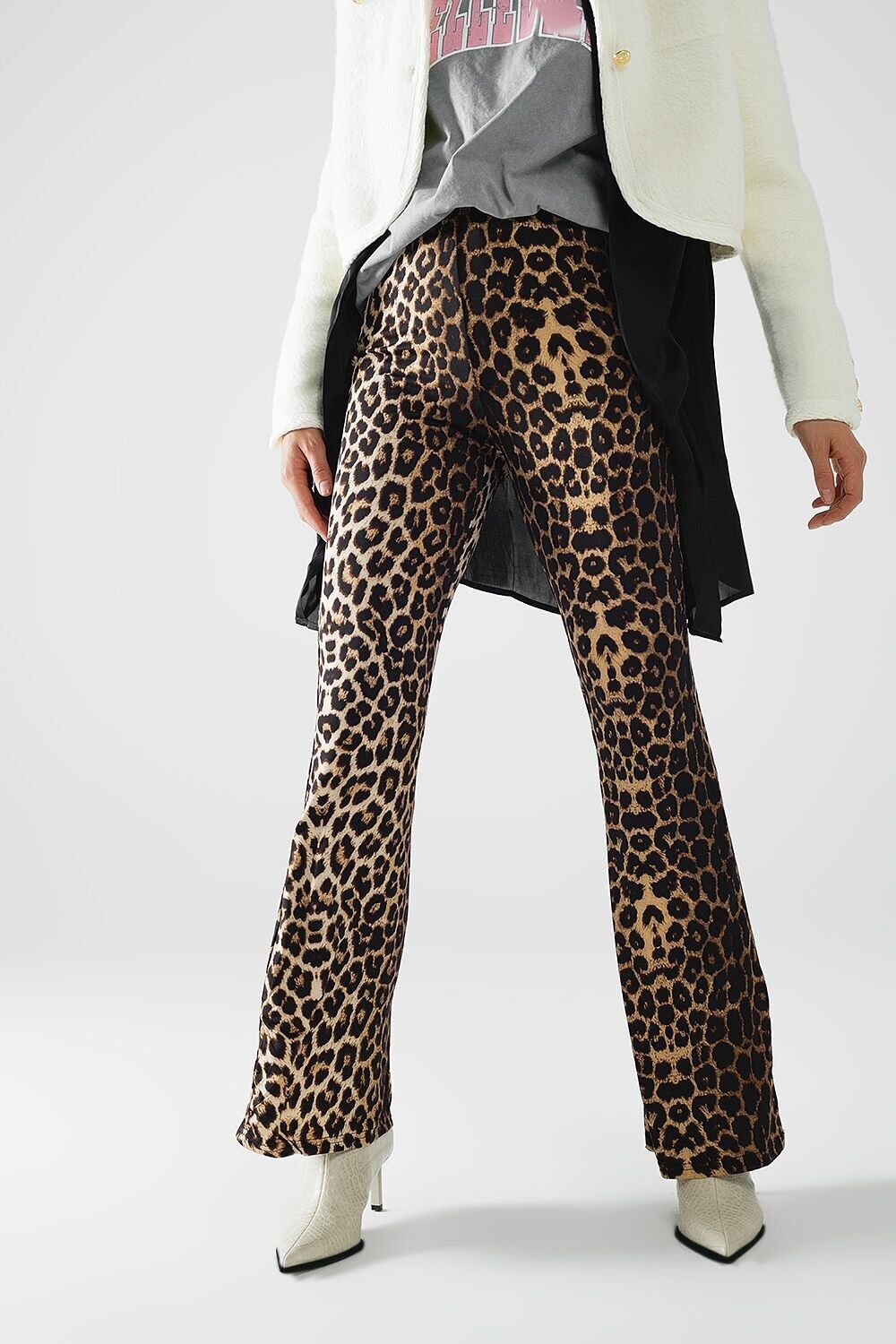 Ausgestellte Spandex-Leggings im Leopardenmuster
