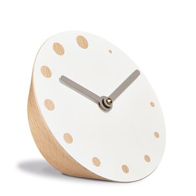 Horloge de table ROCKACLOCK DAY, hêtre, cadran émaillé blanc