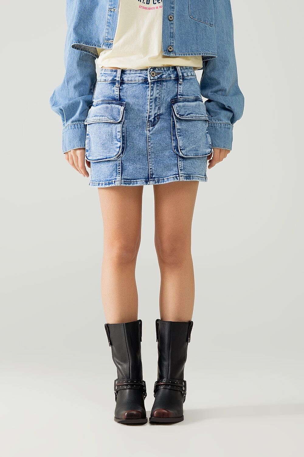 minigonna lavaggio medio con tasche cargo