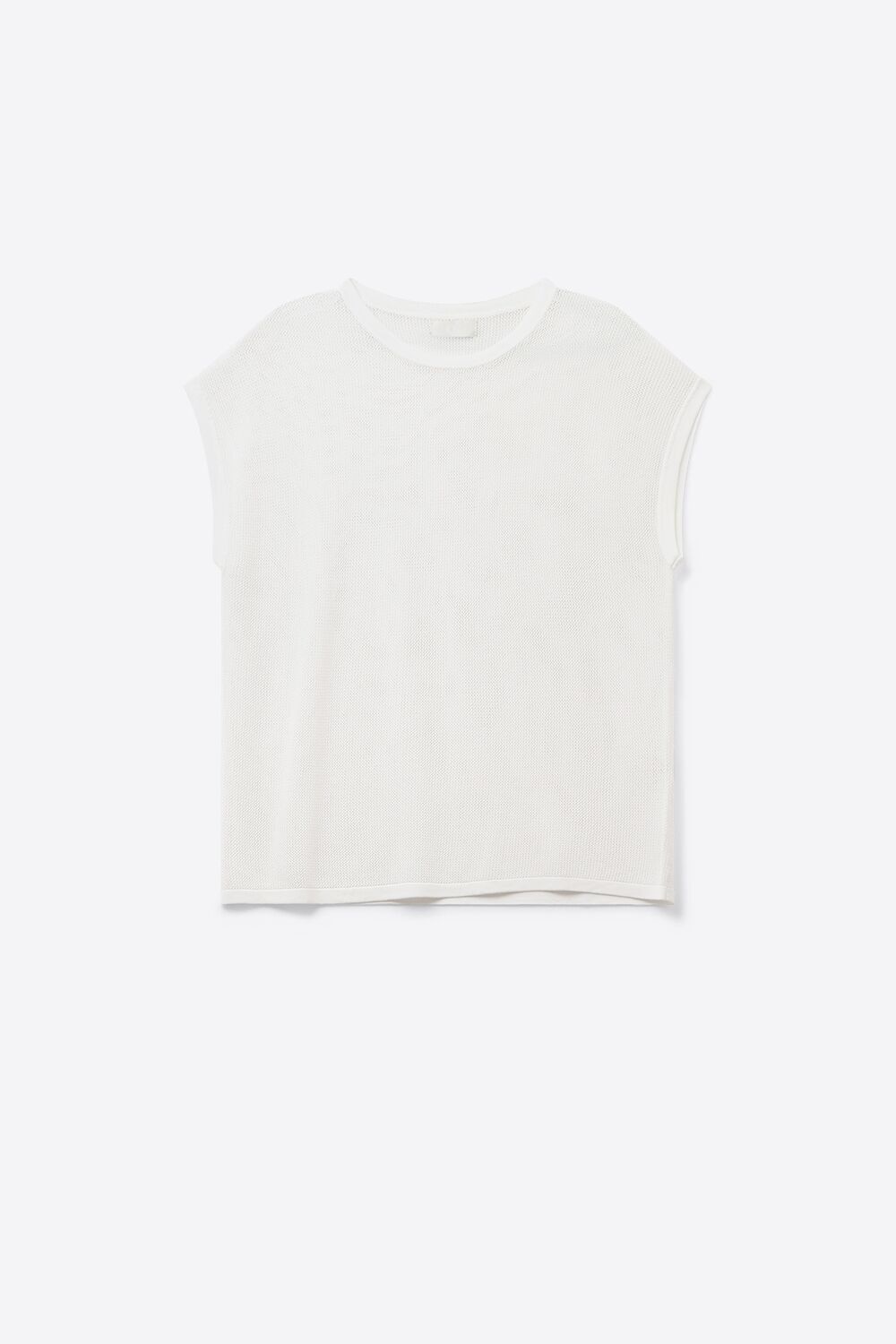 grid knit sweater in white color