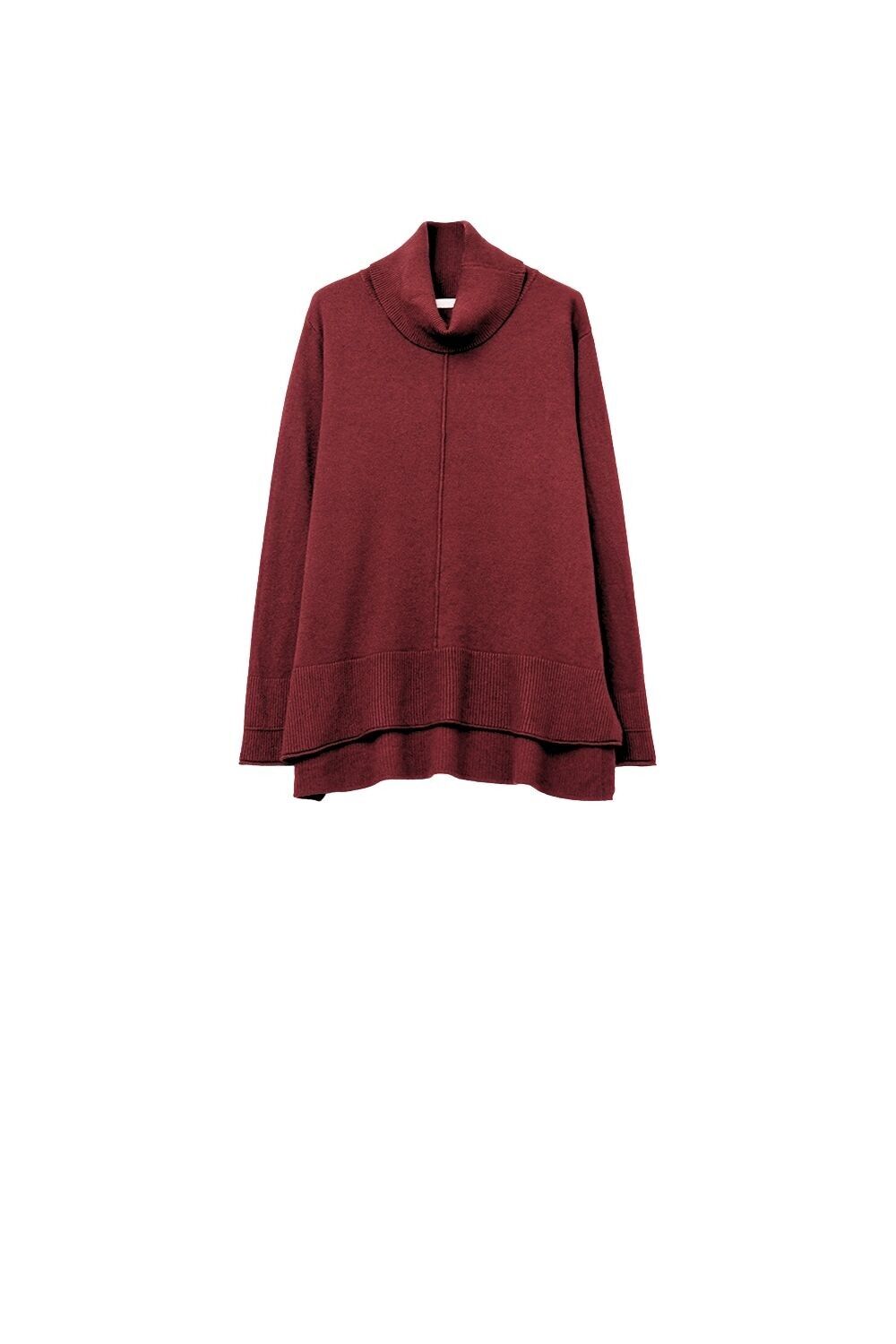 Oversized Roll Neck Sweater in Burgundy