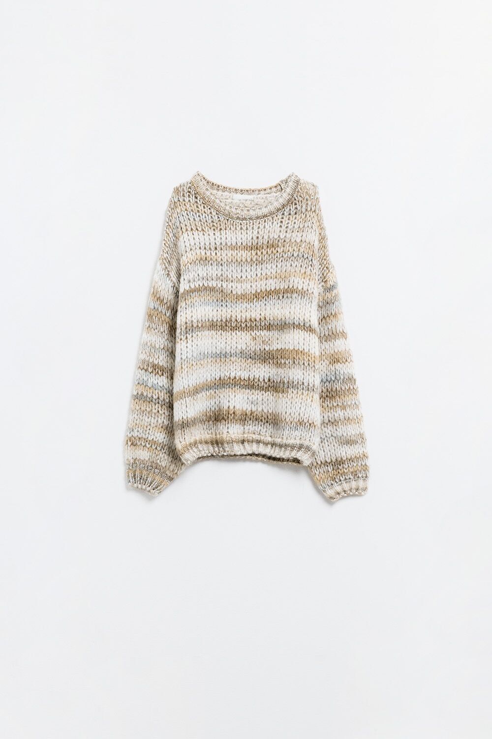 Chunky-knit sweater with marled design in beige