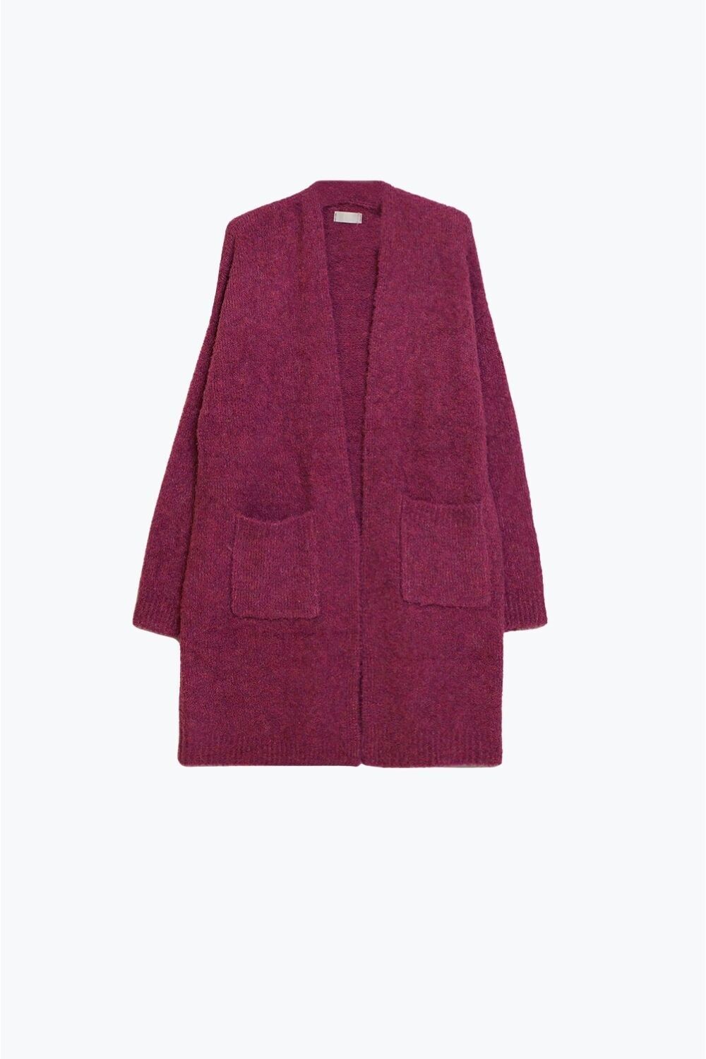 Oversized thick terry knit cardigan in fucsia