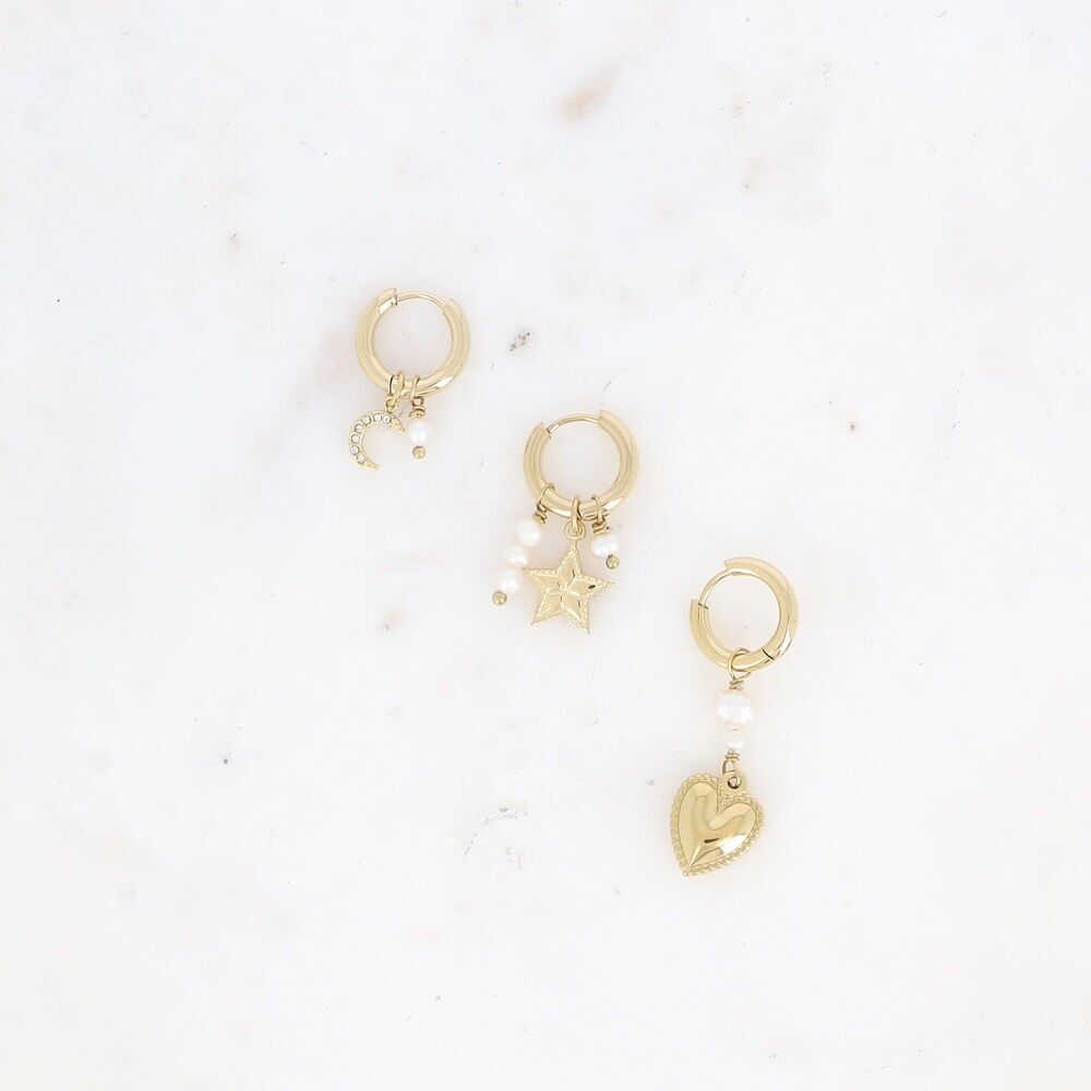 Set aus 3 Edelstahl-Creolen – Sternennacht