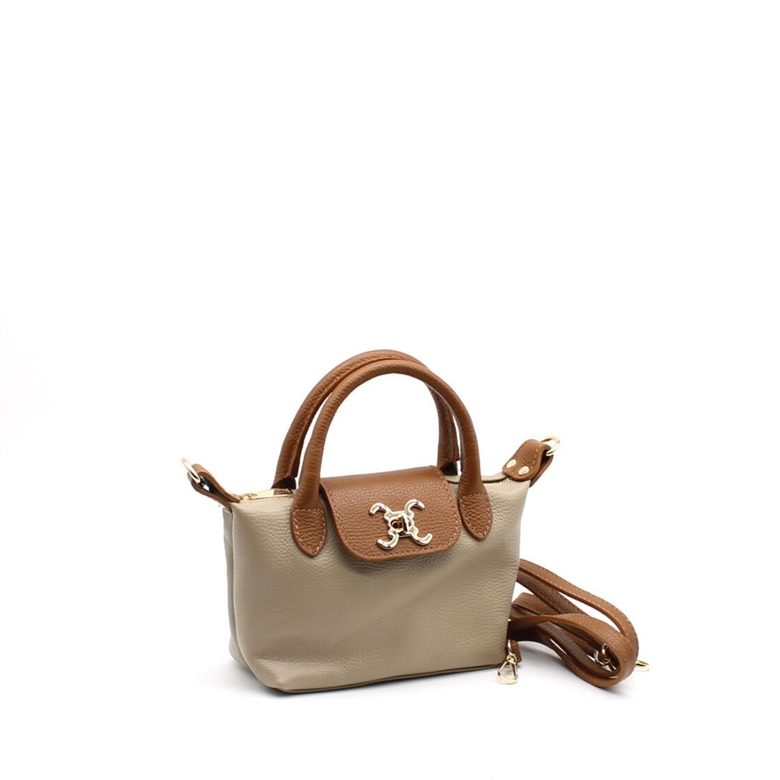 Petit sac bicolore en cuir de vachette