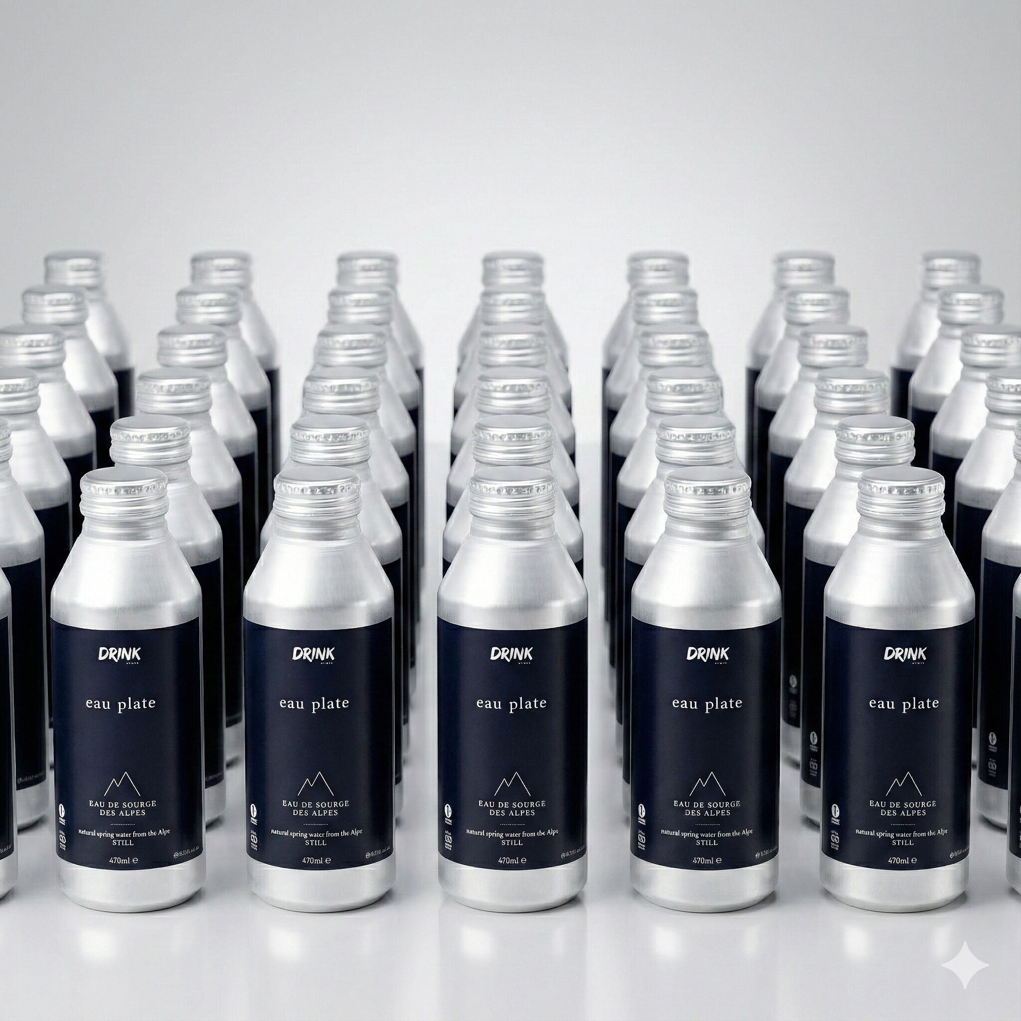 Pacchetto promozionale con sconto del 10% - 120 bottiglie di acqua naturale alpina - Bottiglia in alluminio - 470 ml