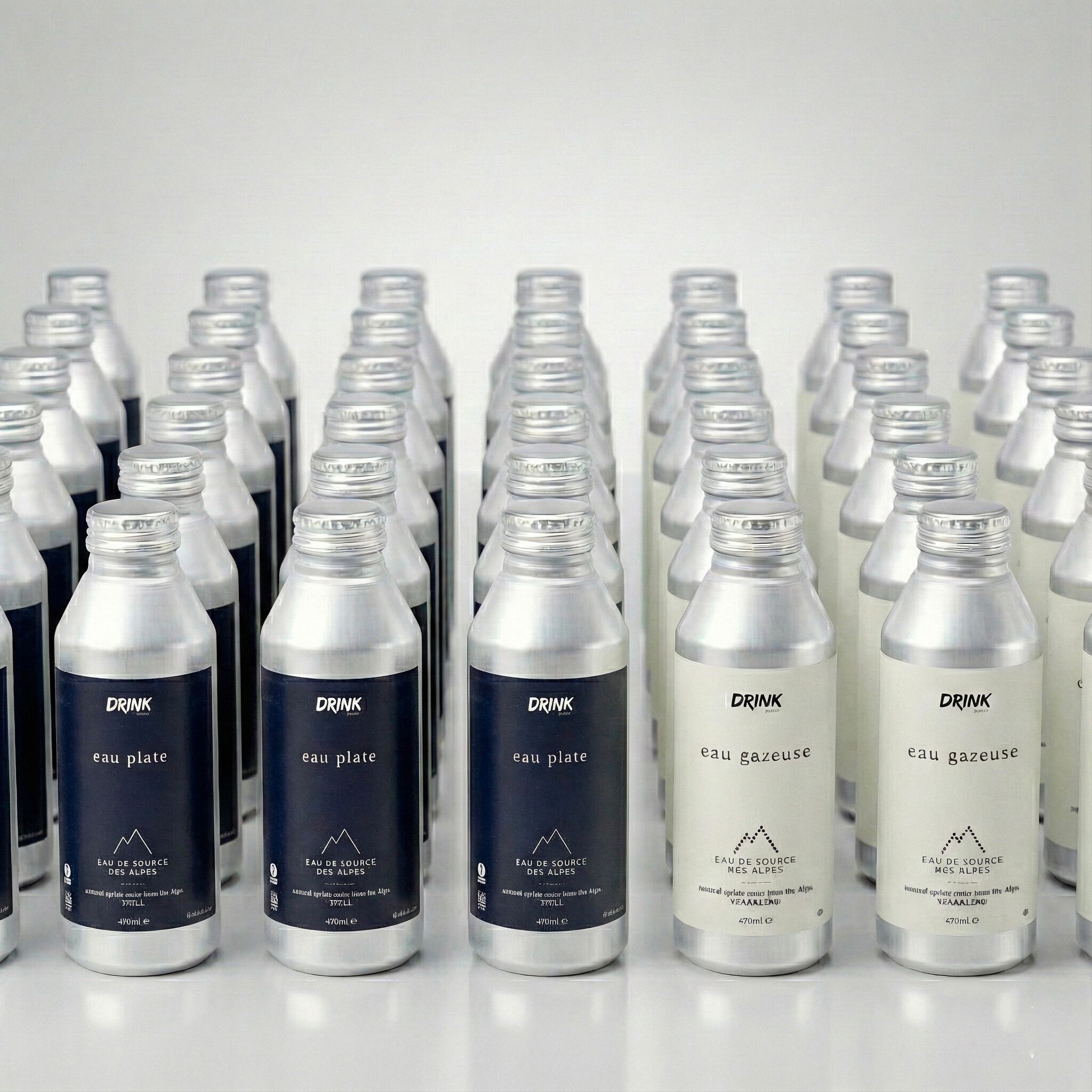 Pacchetto promozionale 15% di sconto - 240 bottiglie: 120 acqua naturale + 120 acqua alpina frizzante - Bottiglia in alluminio - 470 ml