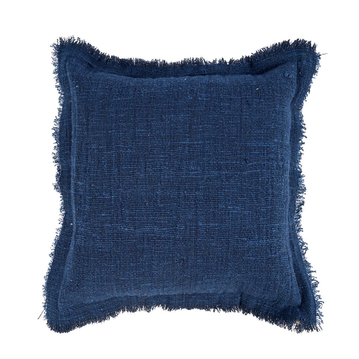 The Azure Fringe Cushion Cover - Indian Blue