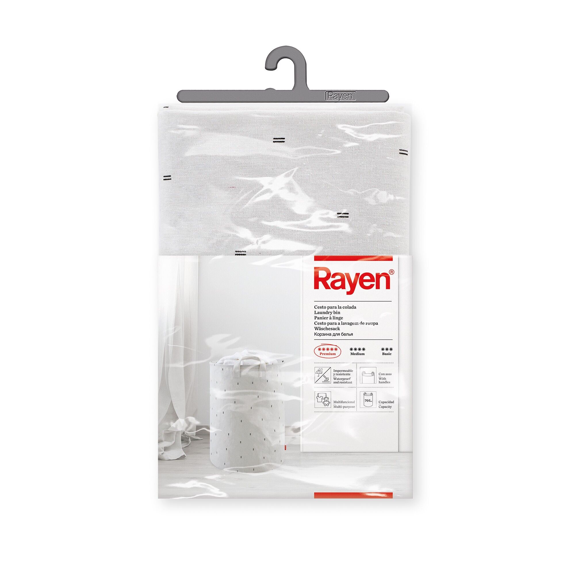 Rayen | Wäschekorb | Premium-Ausführung | Wasserdicht und robust | 70 Liter Fassungsvermögen | Korb mit Griffen | Maße: 55 × 40 cm