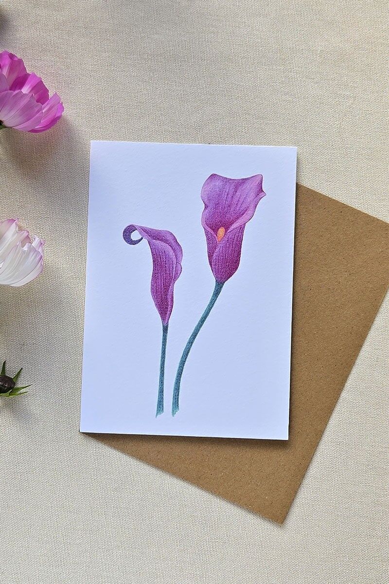 Karte mit Buntstift - Fleur de Calla