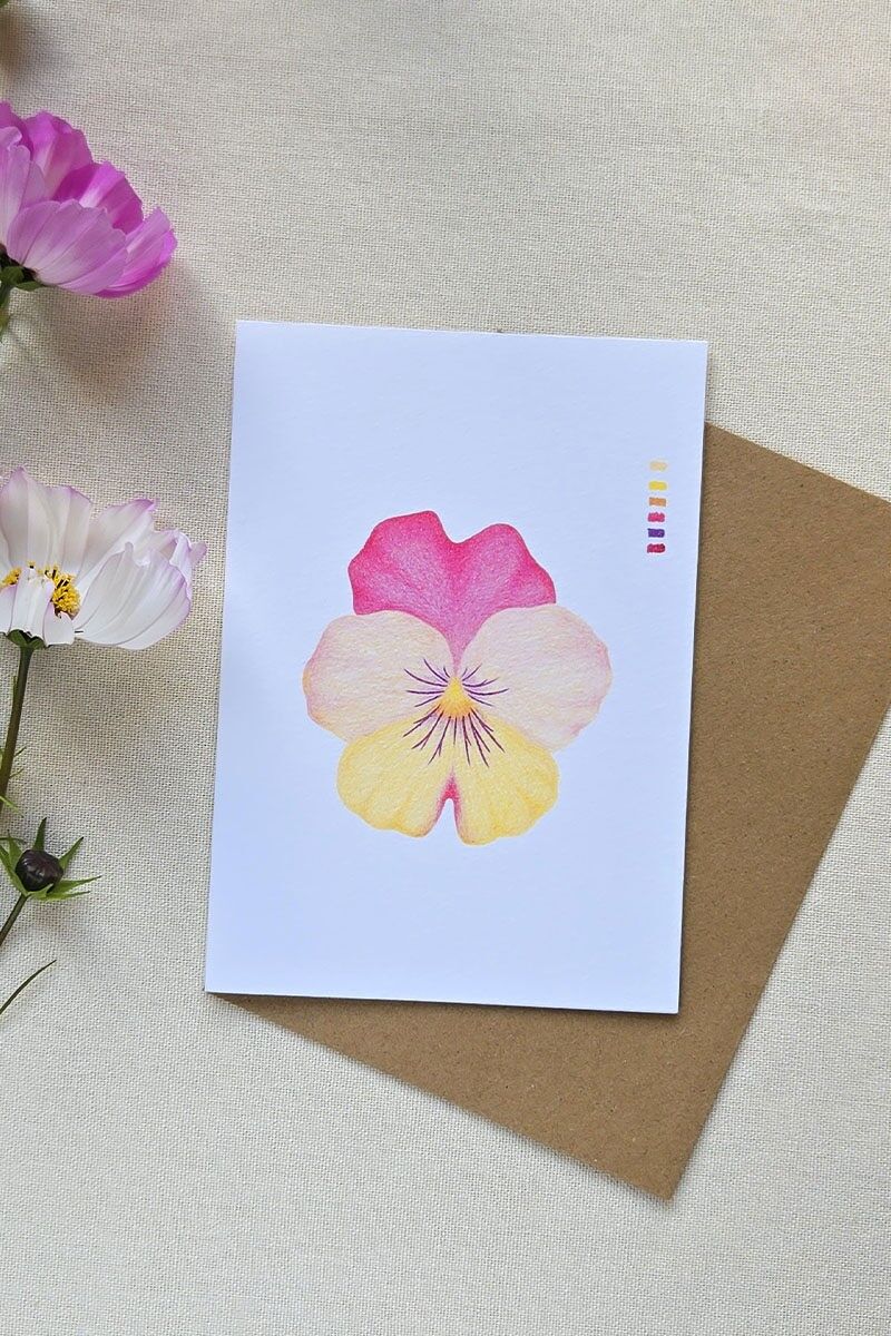 Carta al crayón de color - Fleur de Pensée