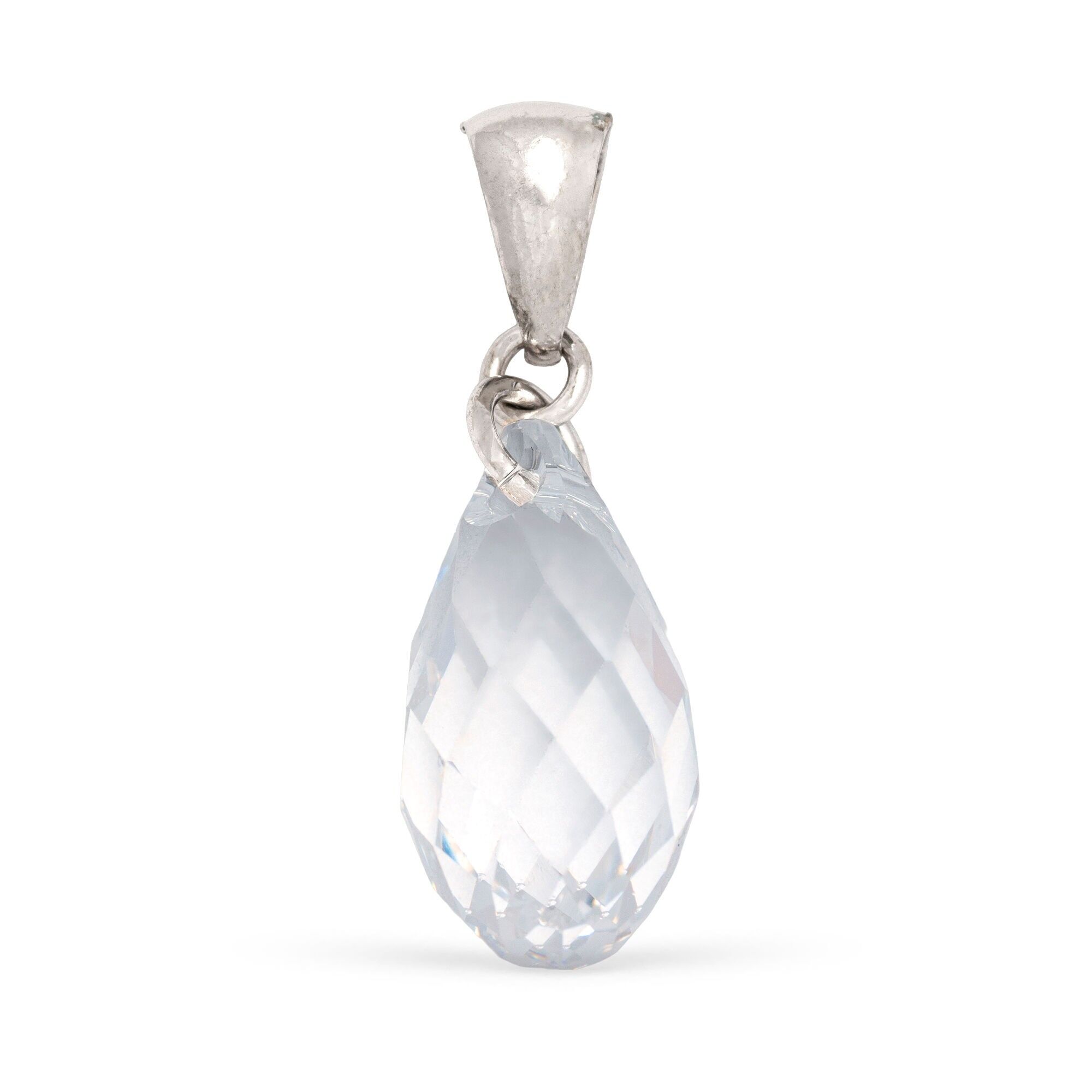 Ciondolo in argento sterling 925.Forma ovale con pietra naturale ornamentale scintillante. Colore: Argento/Bianco