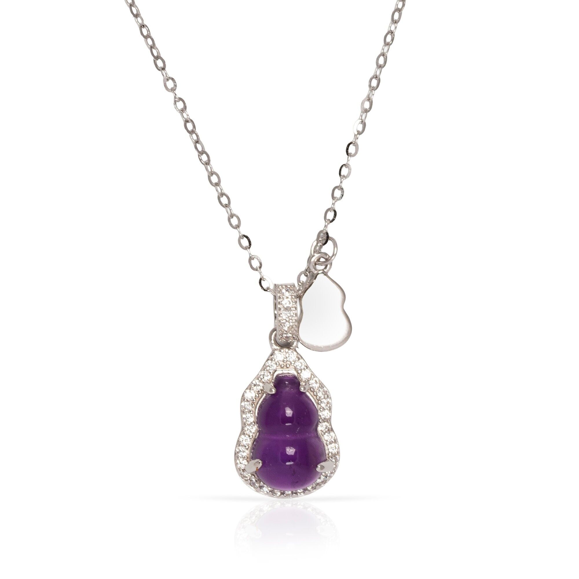 Collana in argento sterling 925 con pendente in ametista e zircone con chiusura a molla.Colore: argento