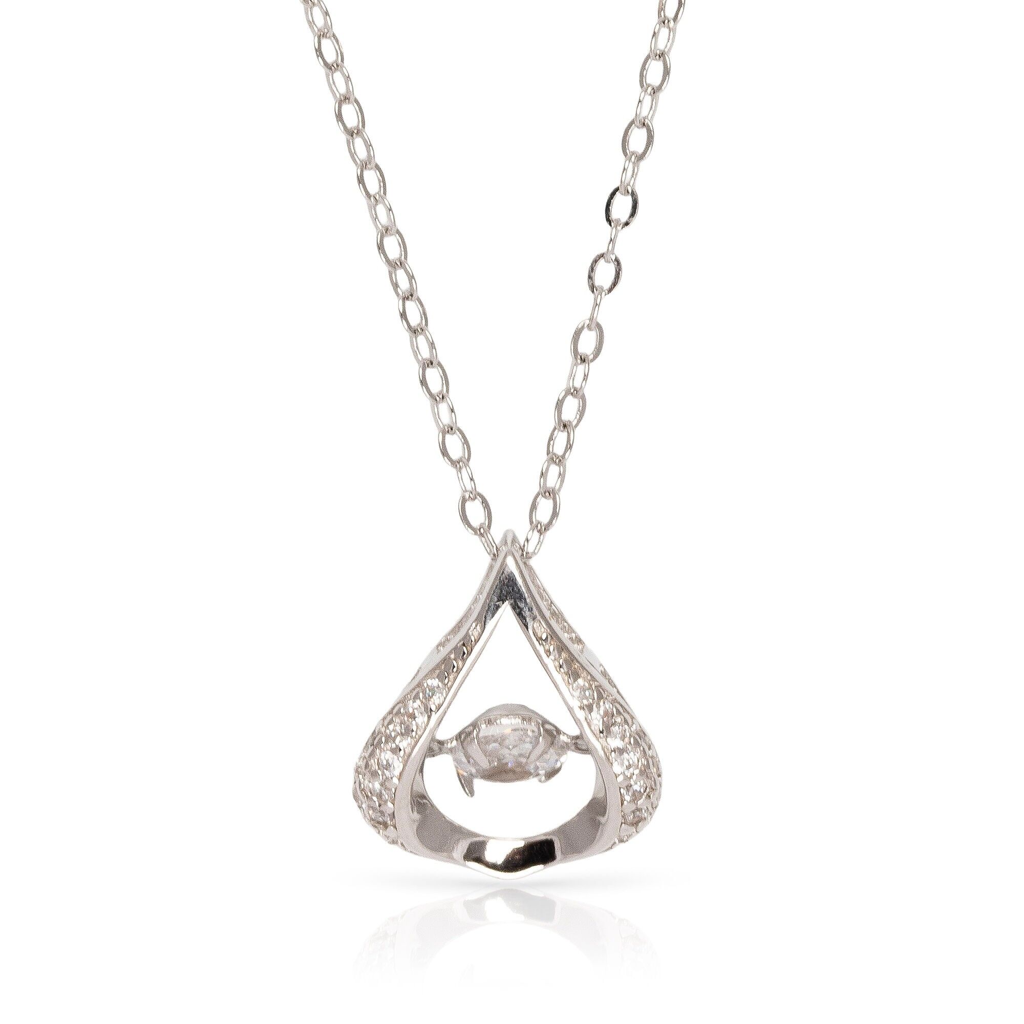 Collana in argento sterling 925 con pendente a goccia con zircone e chiusura a molla.Colore: argento