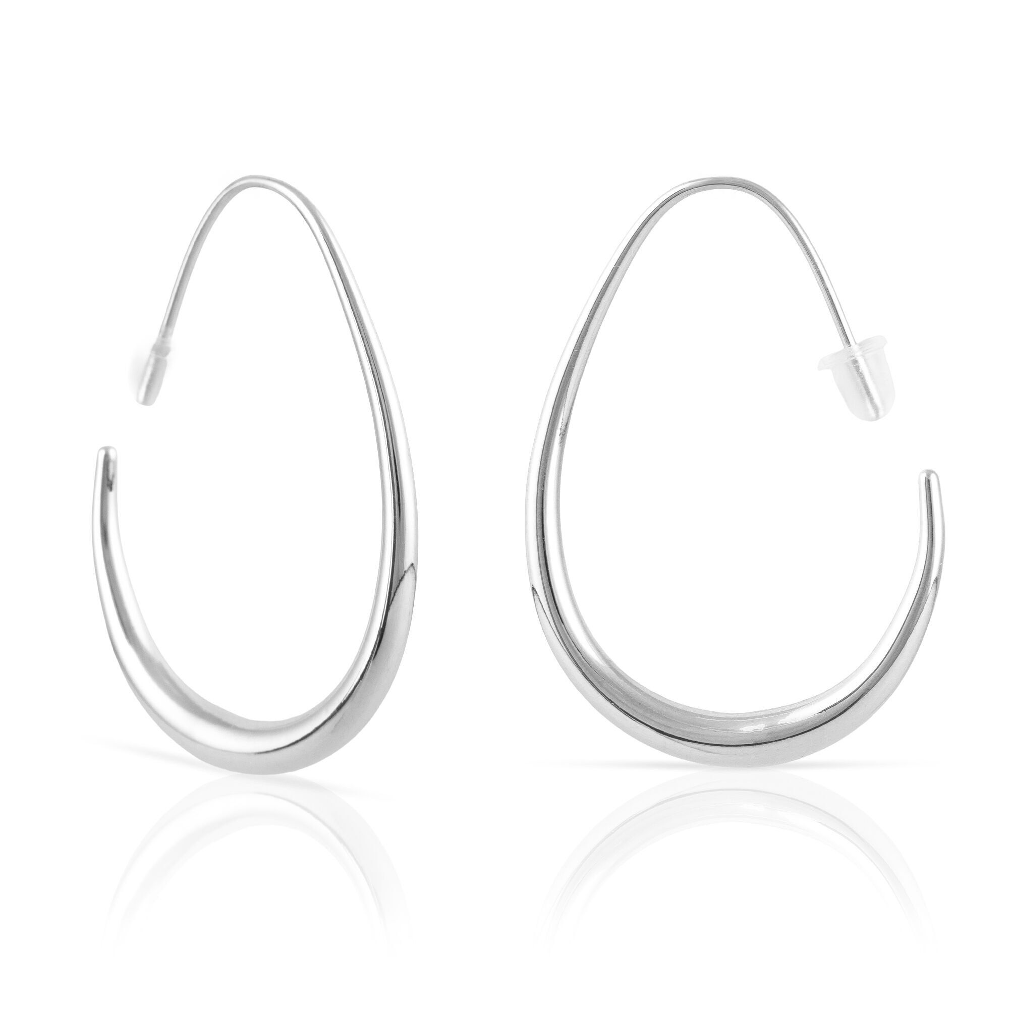 Boucles d'oreilles crochet en cuivre simple avec revêtement électroplaqué 29.5 mm.Couleur : Argent