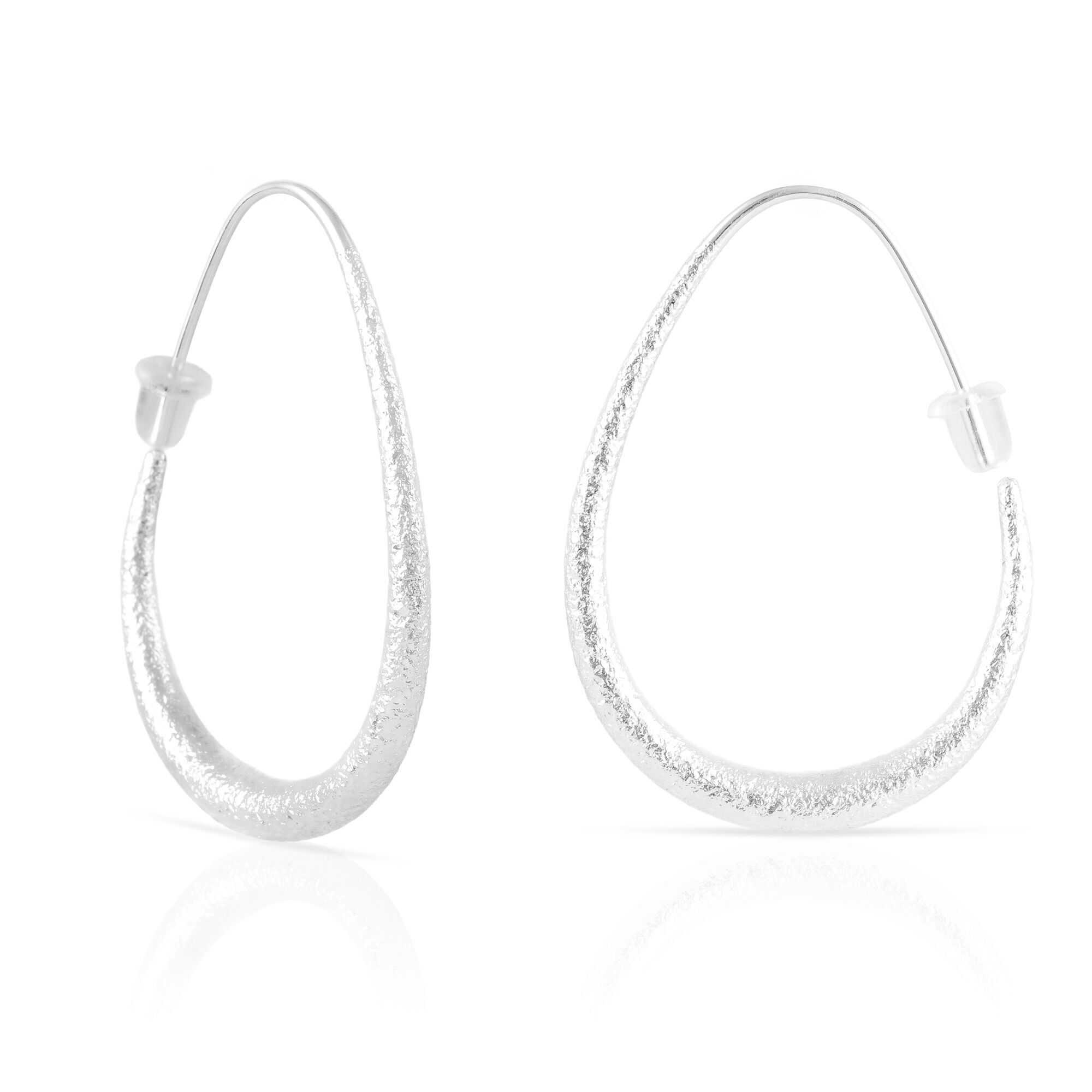 Orecchini a gancio in rame liscio con rivestimento galvanico lucido 29.5 mmColore: argento