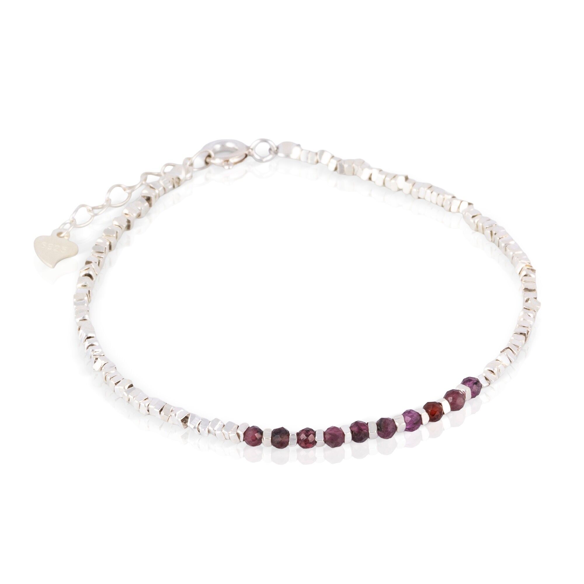 Armband aus Sterlingsilber mit natürlichen violetten Steinen und Federringverschluss.Farbe: Silber