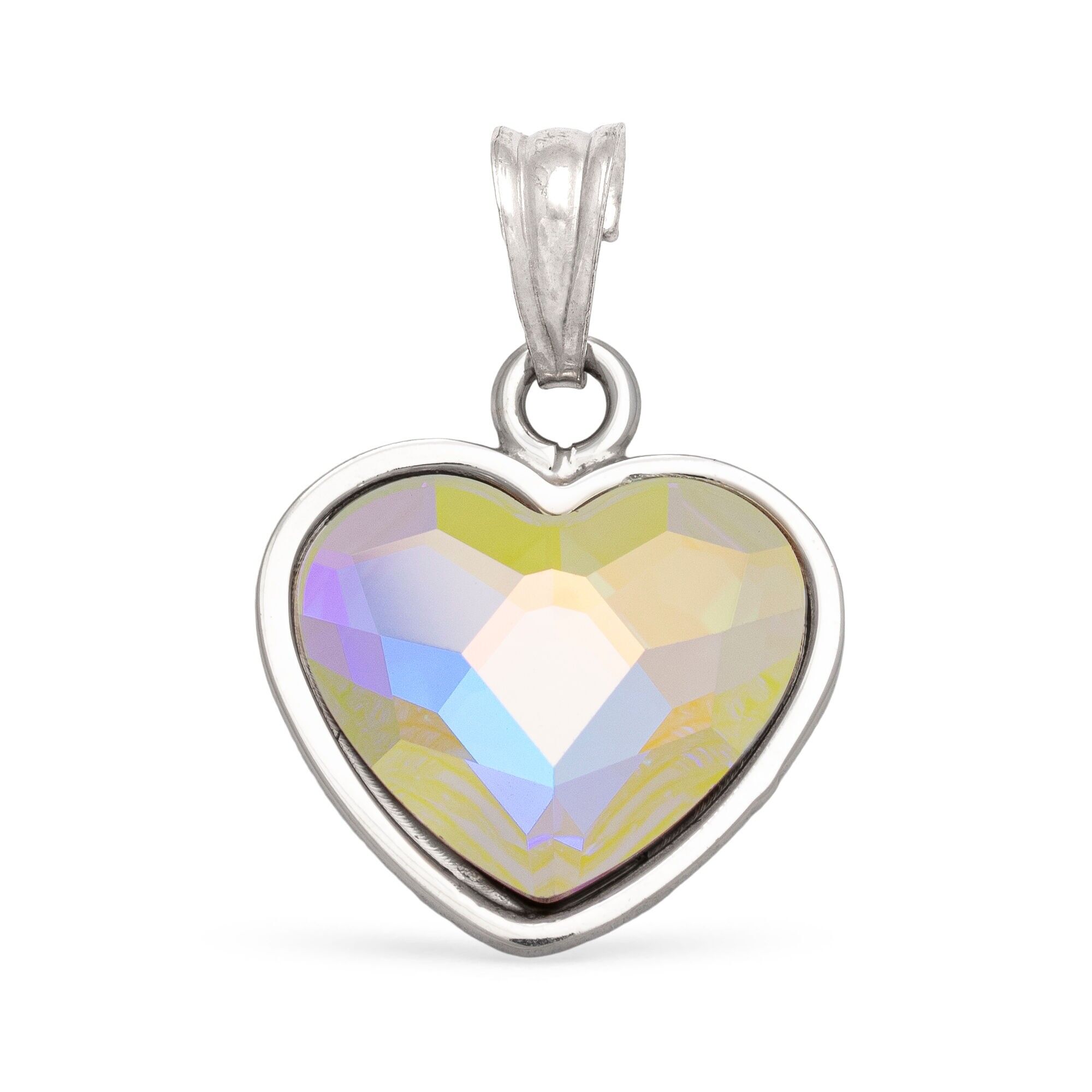 Anhänger aus Sterlingsilber 925. Herz aus brillantem, ornamentalem, polygonalem Naturstein.